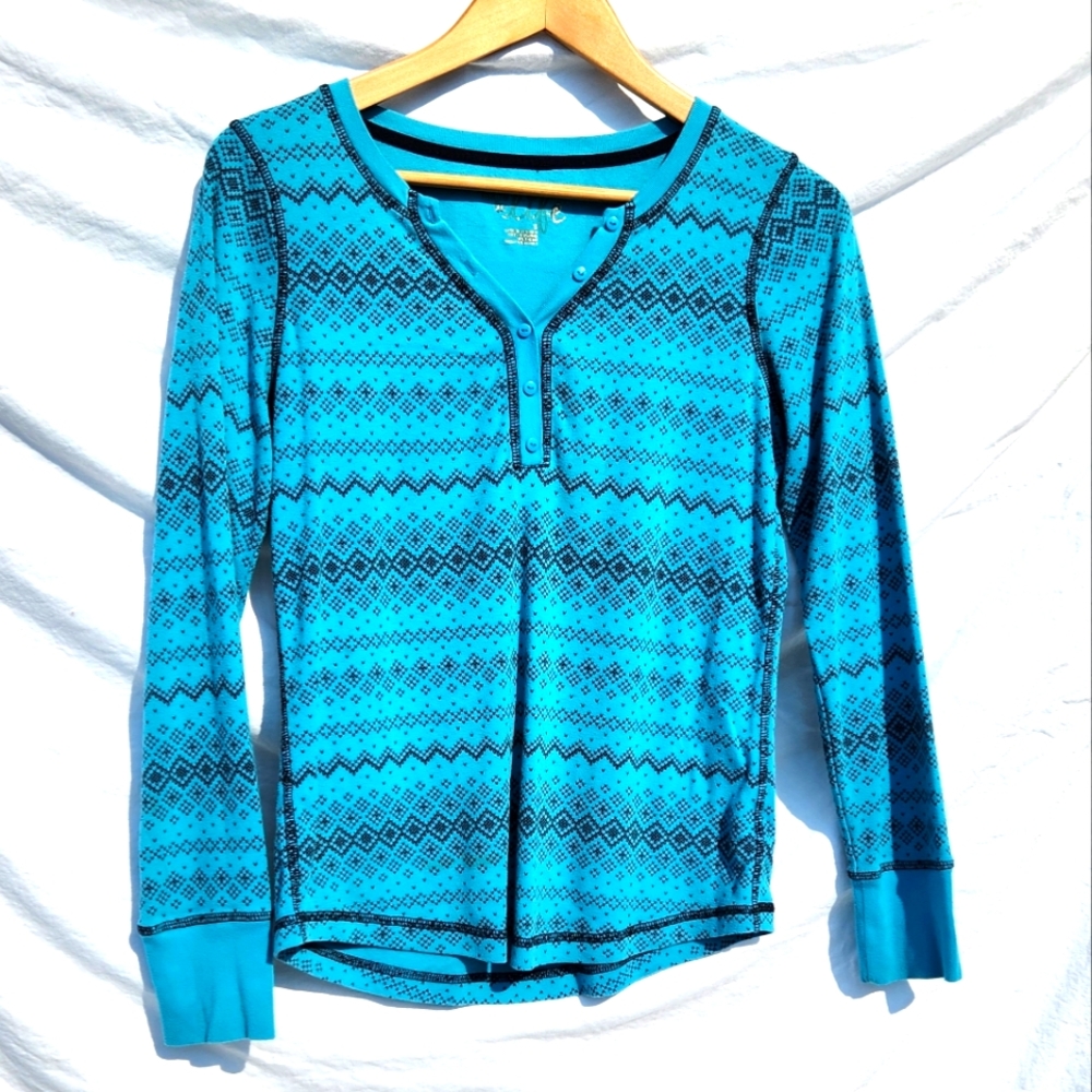 Made For Life Turquoise Long Sleeved Shirt Very Good Pre-Owned Condition